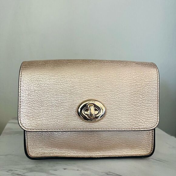 Coach Women's Turnlock Chain Crossbody Leather Bag, Platinum/Gold, NWOT‎ - Picture 5 of 16